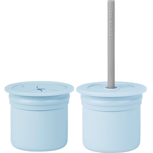 Minikoioi Sip+Snack Set jedilni set za otroke Mineral Blue / Powder Grey Cene