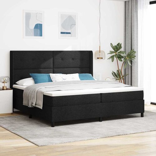  LED Box Spring Krevet s uzglavljem Crna 200 x 200 cm tkanina Cene