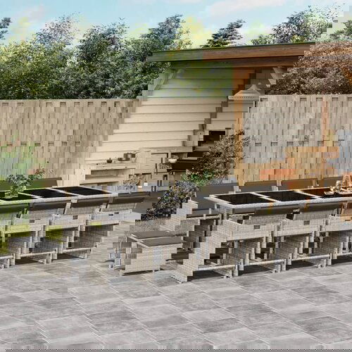 VidaXL 17-dijelni vrtni blagovaonski set s jastucima svijetlosivi Slike
