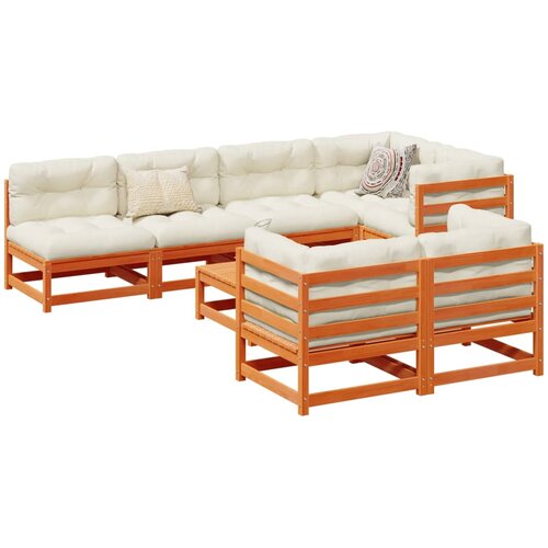  8-dijelni set vrtnih sofa s jastucima voštano smeđi od borovine Cene