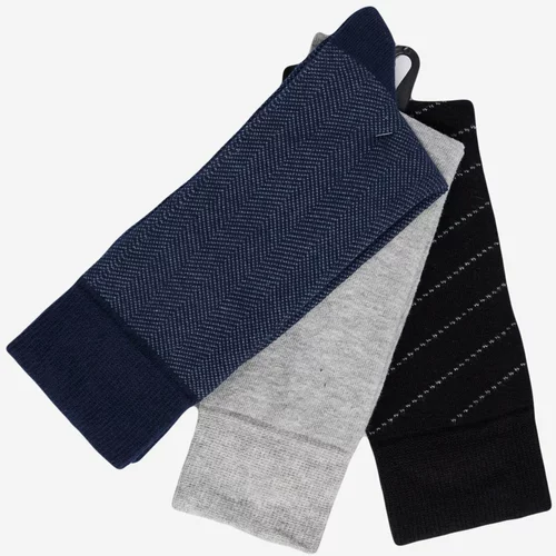AC&Co / Altınyıldız Classics Men's Black-Grey Patterned 3-pack Socket Socks
