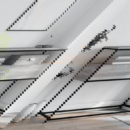 VidaXL Konzolna mizica siva sonoma 100x40x75 cm inženirski les Slike
