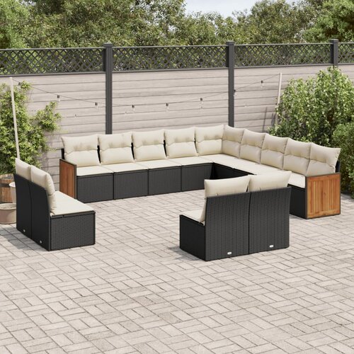  13-dijelni set vrtnih sofa s jastucima poliratan crni Cijene