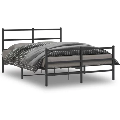 vidaXL Kovinski posteljni okvir z vzglavjem in vznožjem črn 140x200 cm