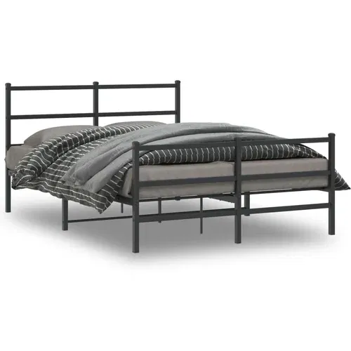 vidaXL Metalni okvir kreveta s uzglavljem i podnožjem crni 140x200 cm