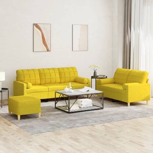 vidaXL 3-dijelni set sofa s jastucima svjetložuti od tkanine Cijene
