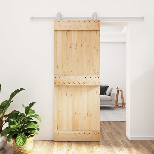vidaXL Drsna vrata s kompletom vodil 80x210 cm trdna borovina Cene