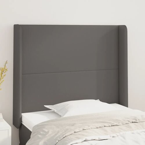  Uzglavlje s ušima sivo 93x16x118/128 cm od umjetne kože Cene