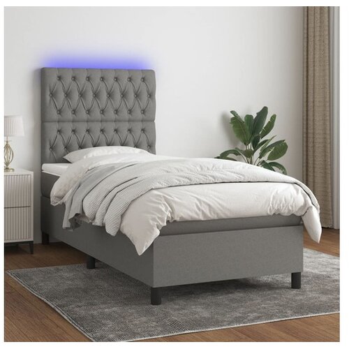  Krevet box spring s madracem LED tamnosivi 100x200 cm tkanina Cene