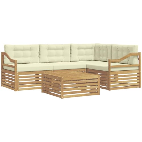 vidaXL Zunanja garnitura za sedenje 5 pcs Bela in krem Poliester, (5000282462) Cene
