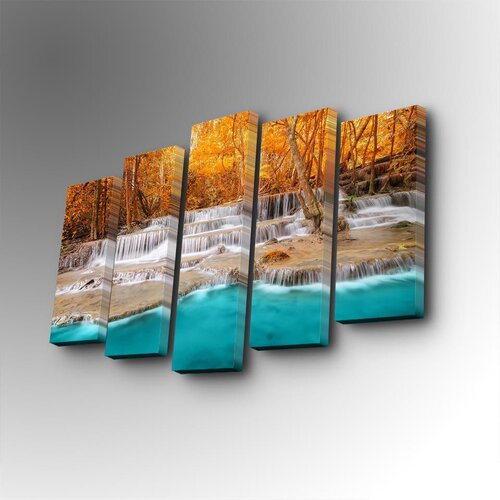 Wallity 5PUC-136 Multicolor Decorative Canvas Painting (5 Pieces) Cene