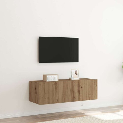 TV zidna ormar s LED svjetlima Artisan hrast 100x35x31 cm Slike