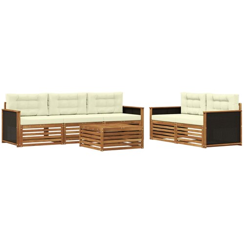  Set vanjskih sofa 6 kom. Prirodna i krem Slike