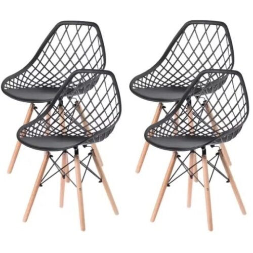  Set trpezarijskih plastičnih stolica 4 kom Skandi crna Lemon 25-KS009SET Slike