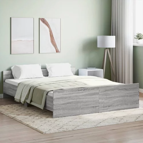vidaXL Okvir kreveta s uzglavljem i podnožjem boja hrasta 150x200 cm