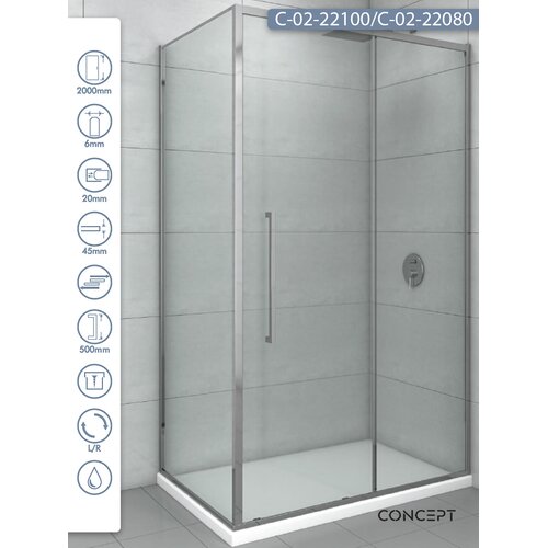 Copen Tu&amp;scaron; kabina Devon, Providno staklo 6mm, Srebrni ram, 100x80x200cm Slike