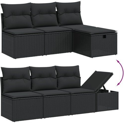  8-dijelni set vrtnih sofa od poliratana s jastucima crni Slike