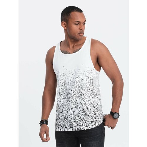 Ombre Men's cotton tank top with gradient print - white Slike
