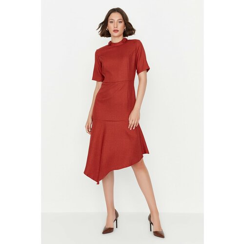 Trendyol Red Belted Asymmetrical Dress Slike