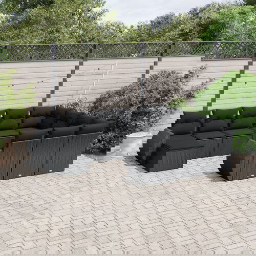 vidaXL 11-dijelni set vrtnih sofa od poliratana s jastucima crni Cijene