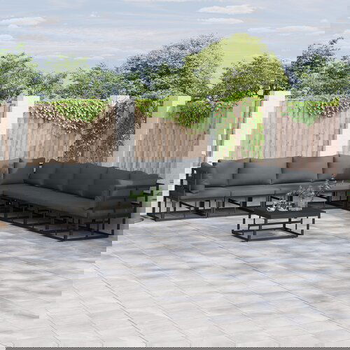 VidaXL Vrtna sedežna garnitura 9 pcs Črna 353 x 353 x 71 cm Aluminij Slike