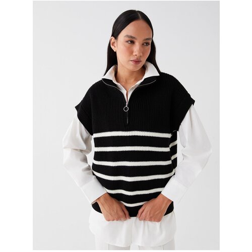 LC Waikiki Women&amp;#039;s Standing Neck Striped Oversized Knitwear Sweater for Women Slike