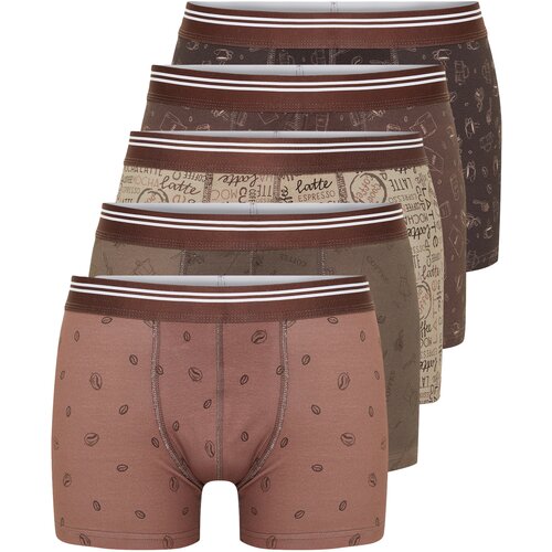 Trendyol brown men's 5 pack minimal printed cotton boxers Slike