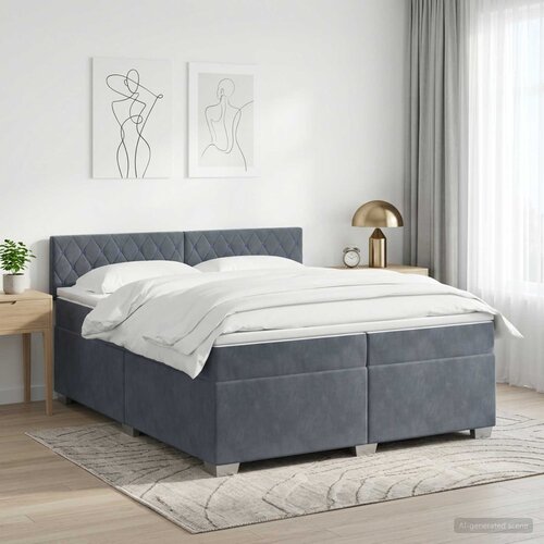  Boxspring krevet s madracem Tamnosiva 200 x 200 cm Bar&scaron;un Cijene