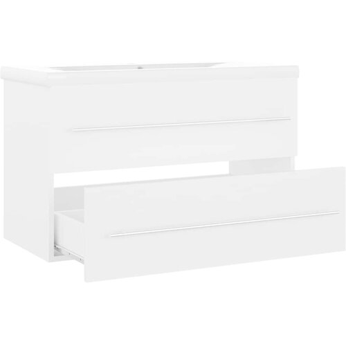  Ormarić s ugrađenim umivaonikom bijeli od iverice Bijela 80 x 38.5 x 48 cm Slike