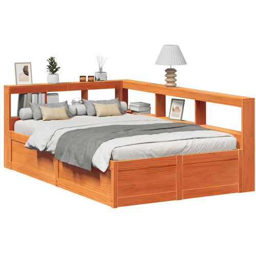 VidaXL Krevet s regalom za knjige bez madraca 120 x 190 cm od borovine Slike