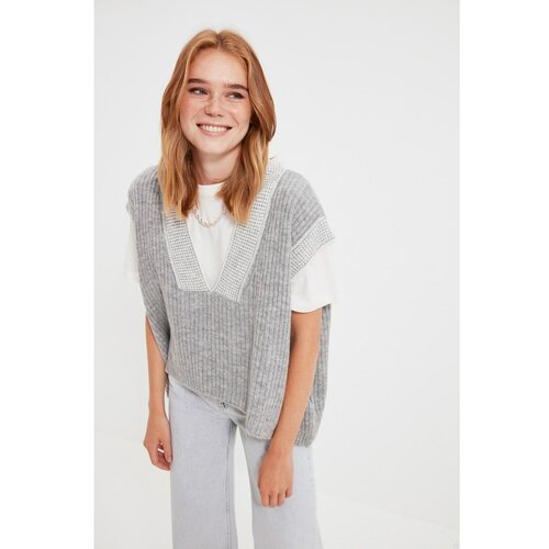 Trendyol Gray Collar Detailed Knitwear Blouse Slike