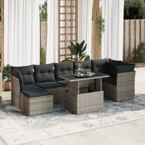 vidaXL 8-dijelni set vrtnih sofa od poliratana s jastucima sivi Cene