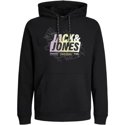 Jack & Jones Sweater majica 'MAP SUMMER' svijetložuta / svijetloljubičasta / crna