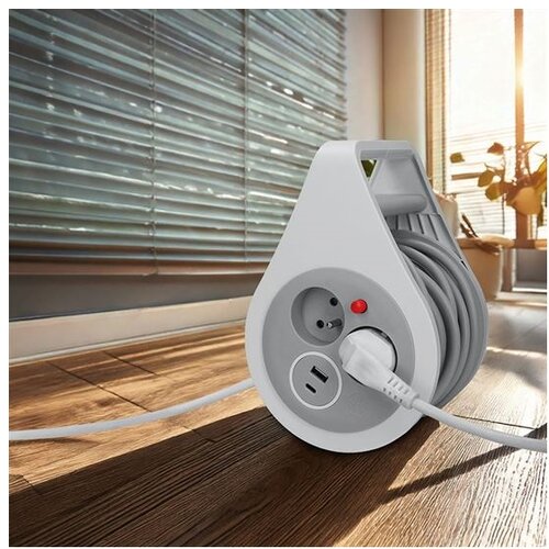 Solight PB25C - Produžni kabl na kolutu, 2 utičnice + USB A i C, 10 m Slike