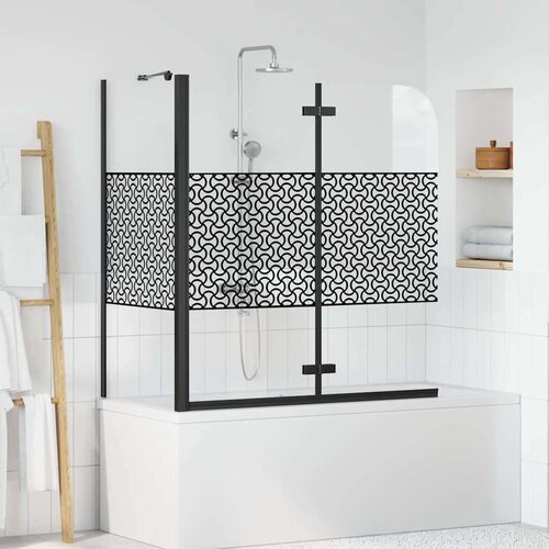 vidaXL Kopalni&scaron;ka pregrada Geometrični Črna 120 x 67 x 129 cm Cene