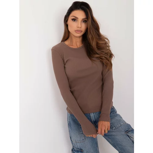 Fashion Hunters Brown basic blouse with long sleeves