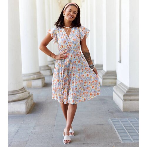 Gemre Pleated Purple Floral Dress Ottavio Cene