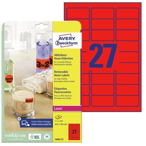 Avery Zweckform Etikete zweckform l6003 rdeče 1/25 po&scaron;kodovana embalaža, (21290254) Cene