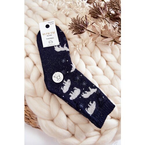 Aura.via Women&amp;#039;s Wool Socks In Polar Bear Navy blue Slike