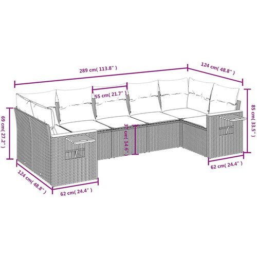  7-dijelni set vrtnih sofa od poliratana Slike