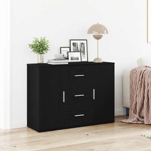 VidaXL Komoda crni hrast 91x29,5x65 cm konstruirano drvo Slike