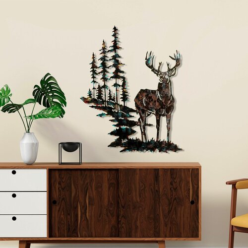 Wallity deer multicolor decorative metal wall accessory Slike