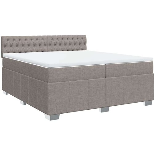  Krevet s oprugama i madracem smeđesivi 200x200 cm od tkanine Slike