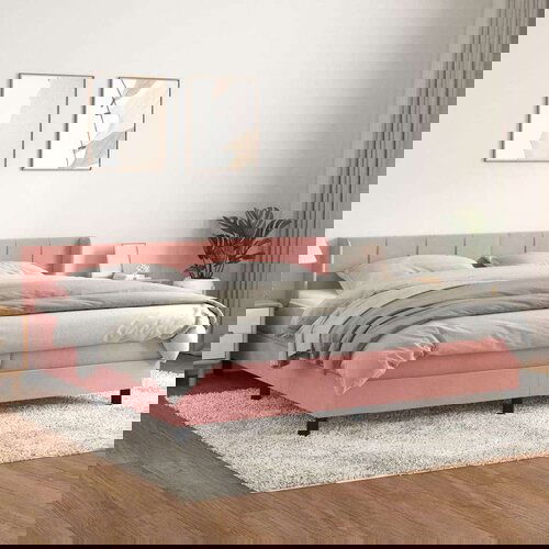  Krevet s oprugama i madracem ružičasti 200x200 cm baršunasti Cene
