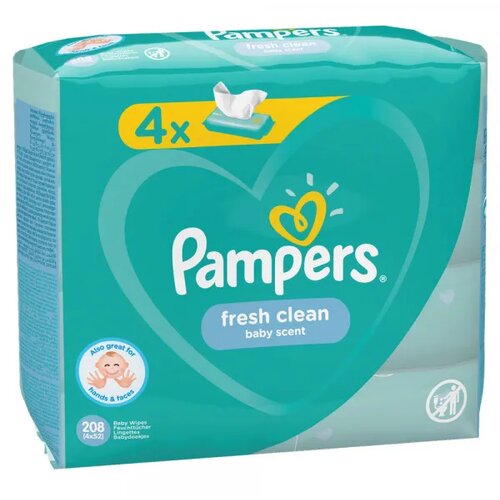 Pampers baby vlažne maramice fresh 4x52kom Slike
