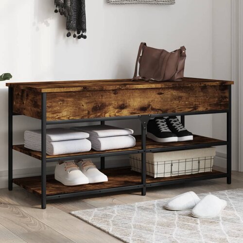  Klupa za cipele boja dimljenog hrasta 100x42,5x50 cm drvena Cijene