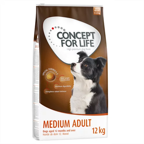 Concept for Life 2 kg gratis! suha hrana za pse 12 kg - Medium Adult