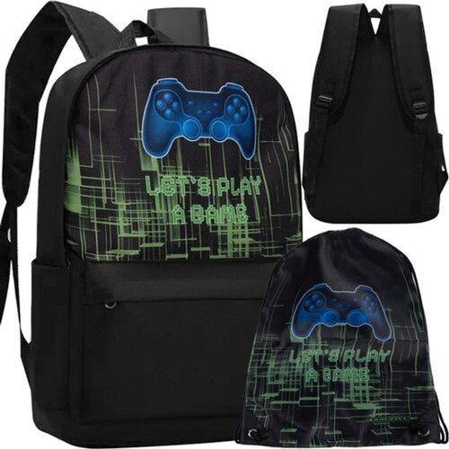 Kruzzel &scaron;kolski ruksak s gaming motivom i torbom za tjelesni, crni, 22 l, 44 cm Cijene