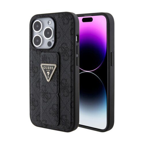 Guess GRIP STAND 4G TRIKOTNI STRASS OVITEK ZA IPHONE 15 PRO MAX - ČRN, (21833526) Cene