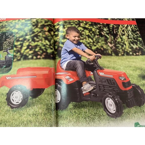 Dolu traktor na pedale sa prikolicom crveni ( 081469 ) Slike